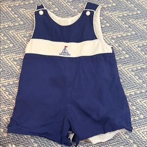 Sailboat Embroidered Kids Overalls in Navy